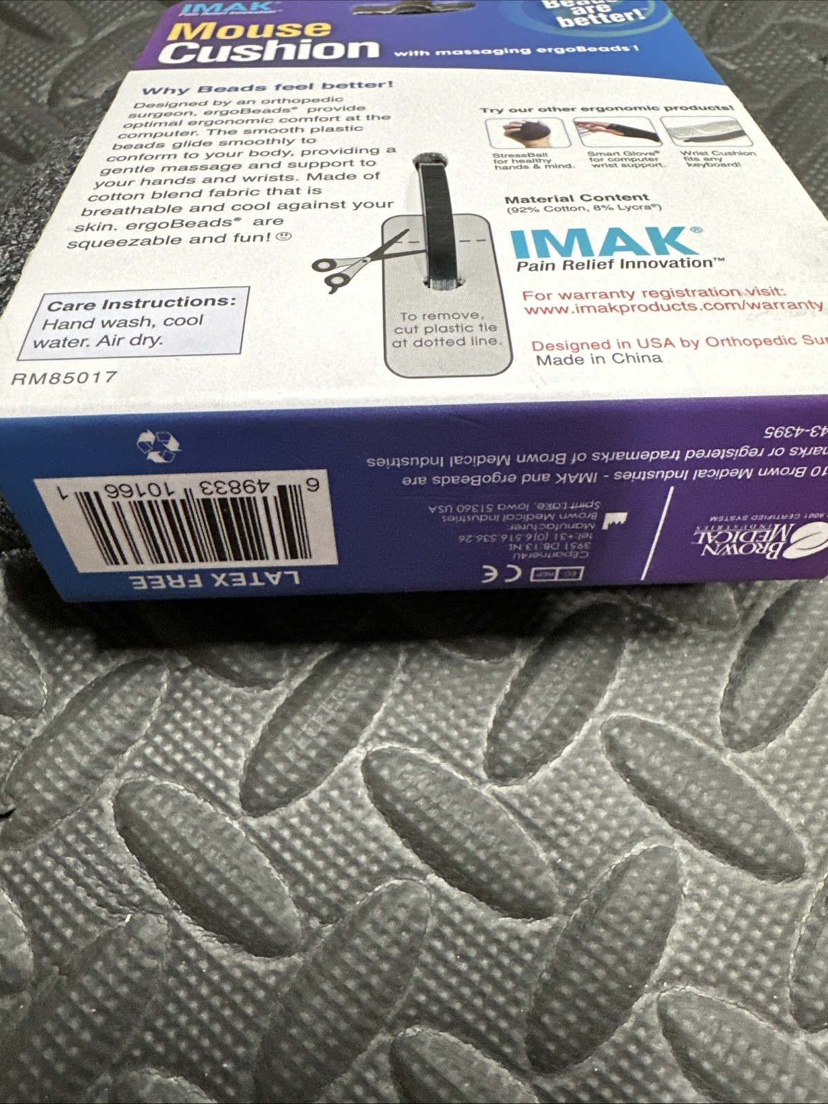 IMAK ergoBeads Gray Mouse Cushion - New