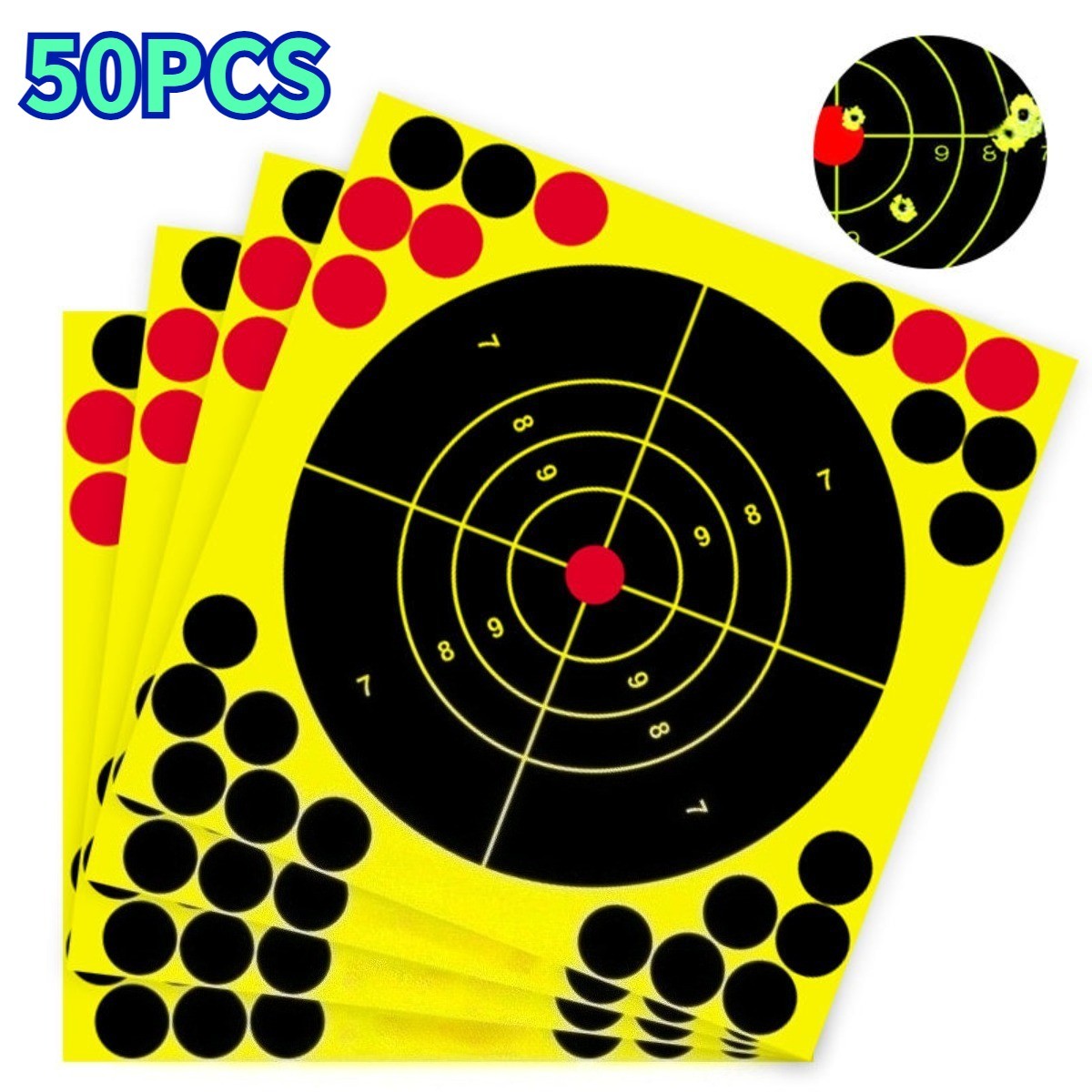 50 Packs Shooting Targets Reactive Splatter Range Paper Target Gun Shoot Rifle