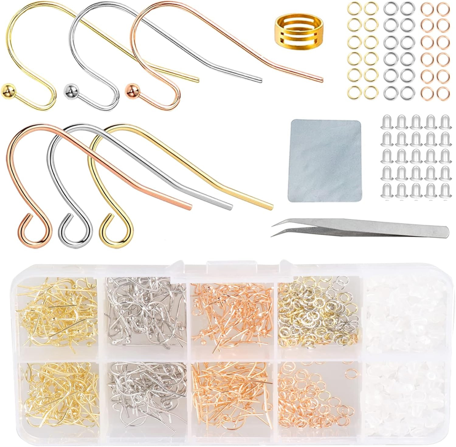 Rose Gold Earring Hooks - 630 Pcs Earring Making Kit with 14K Gold Hypoallergeni