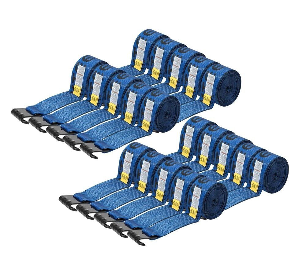 20PK Winch Straps 4"x27' Blue Heavy Duty Tie Down w/Flat Hook WLL# 5400 lbs