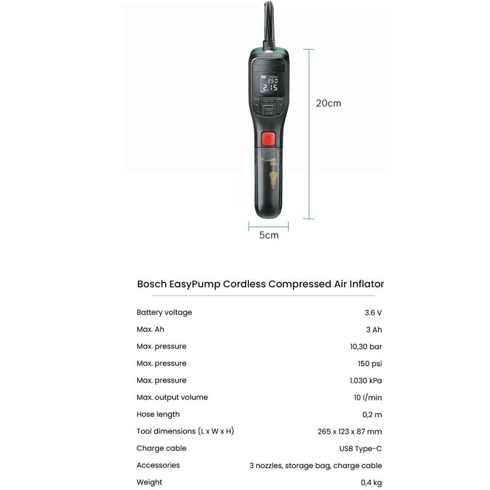 [Express Ship] BOSCH Easy Pump Cordless Compressed Air pump Tyre Inflator