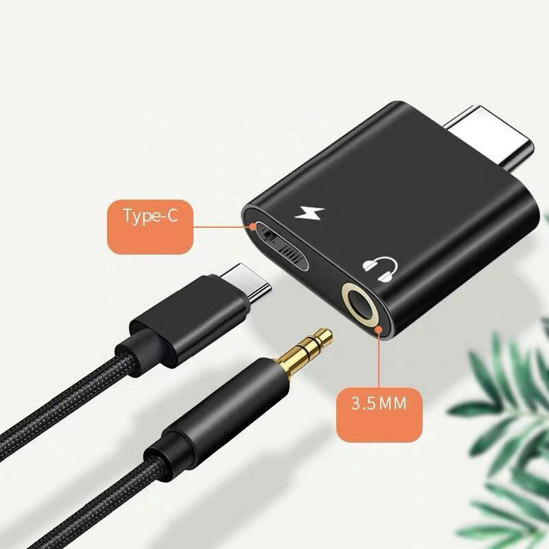 2 Pack USB Type C to 3.5mm Aux Audio Jack Cable 2in1 Charger Cord Adapter
