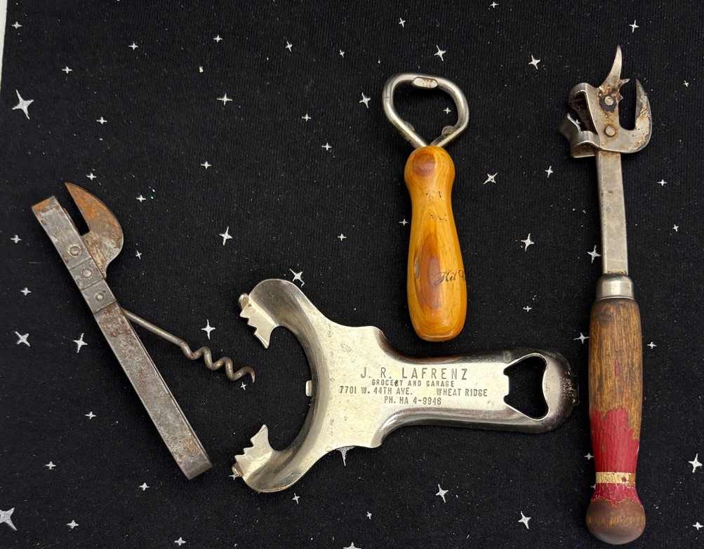 VTG Bottle Openers Lot Of 4 1-King 1-Advertise JR Lafrenz Grocery 1-Kit Carson