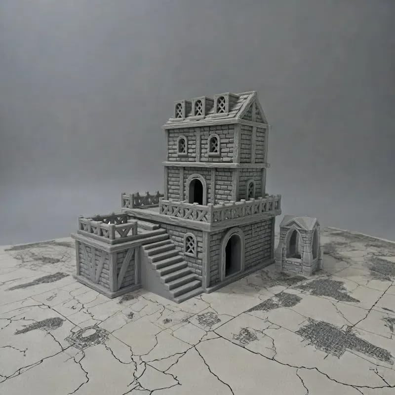 Middle Ages Medieval Architectural Terrain Set for 18-28mm Miniatures, 6"x4"x3"