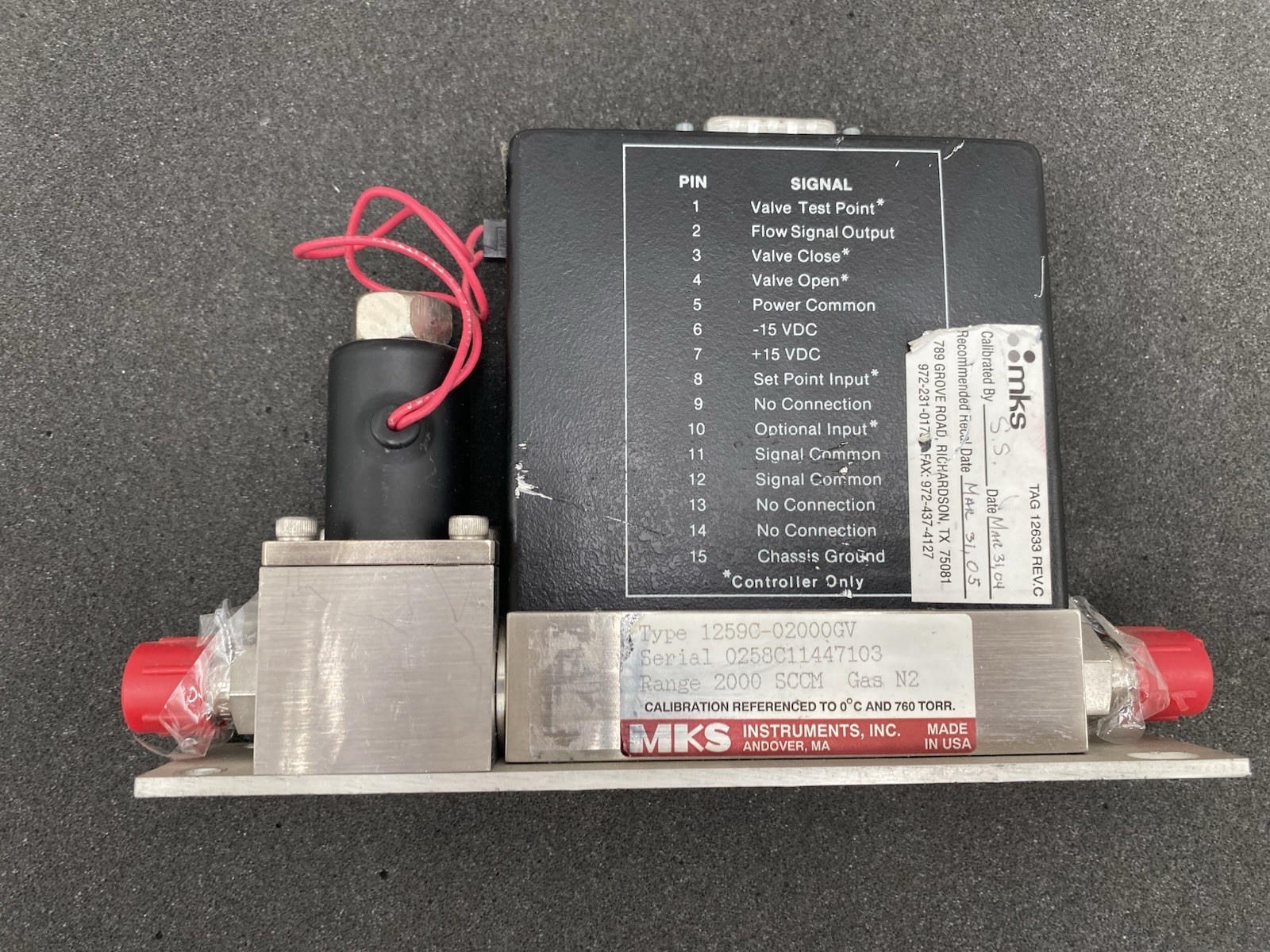 MKS mass flow controller 1259C-02000GV SCCM GAS N2