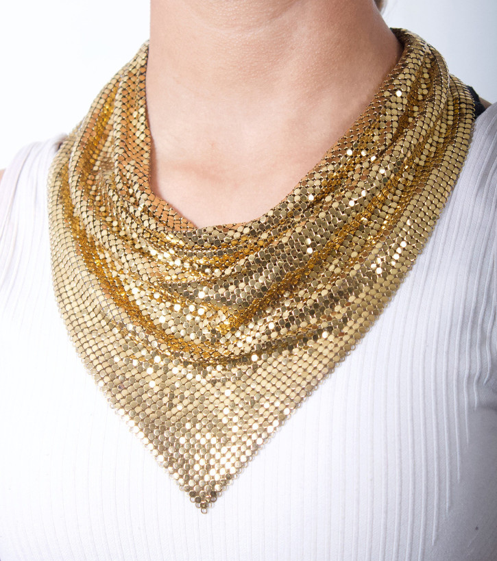 Shimmering Bandanas Scarf for Party Punk Metallic Neck Scarf Fashion Bandanas