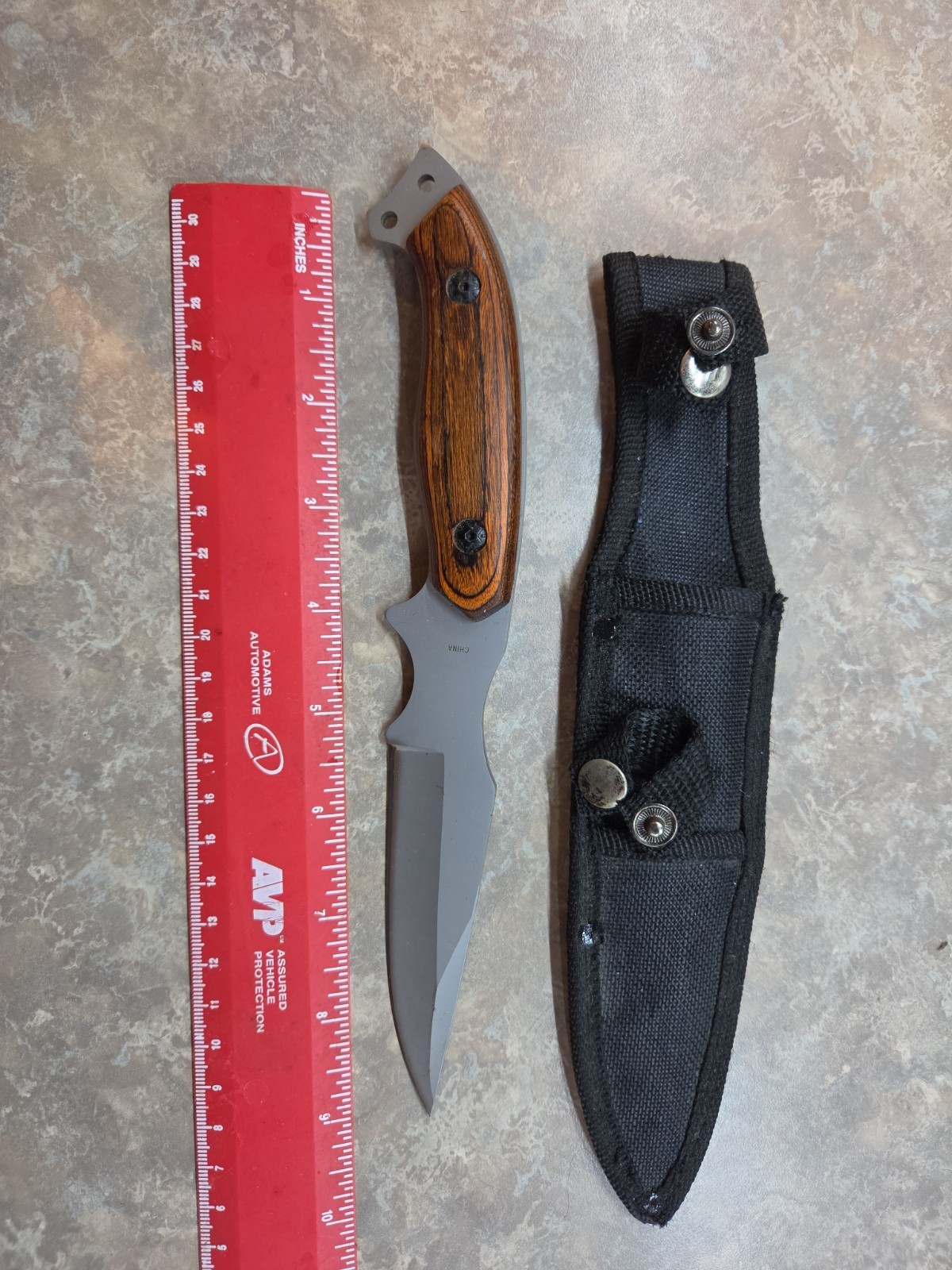 frost cutlery fixed blade knife with wood handle nylon sheath