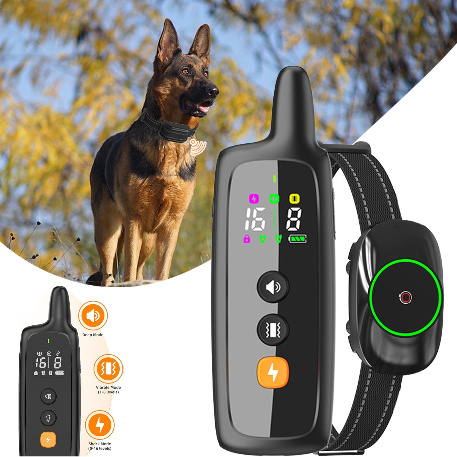 Dog Training Collar 3300FT Remote Rechargeable Shock Pet Waterproof Trainer