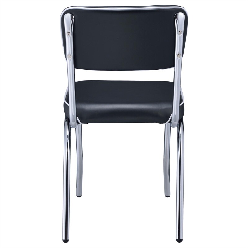Coaster Retro Dining Side Chair in Black and Chrome (Set of 2)