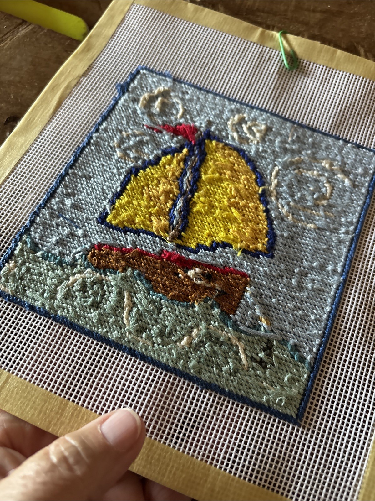 Sailing Sailing Needlepoint Canvas Stitched Madeline Lake