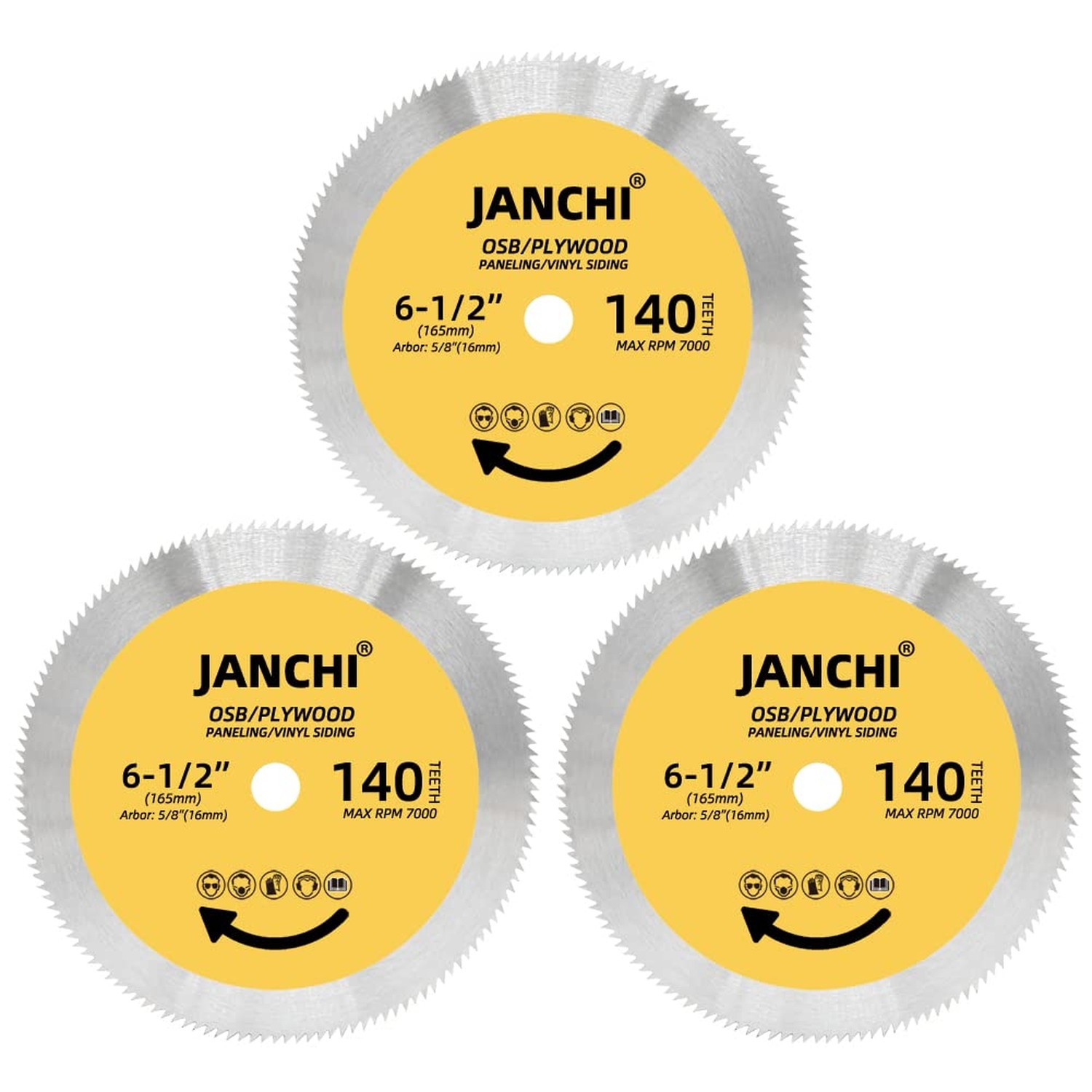 3Pack 6-1/2 Inch 140T Circular Saw Blade, Plywood, OSB, Paneling an... Fast Ship