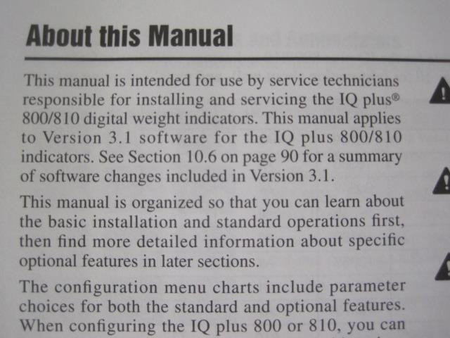 IQ PLUS 800/810 DIGITAL WEIGHT INDICATORS VERSION 3.1 INSTALLATION MANUAL 42100
