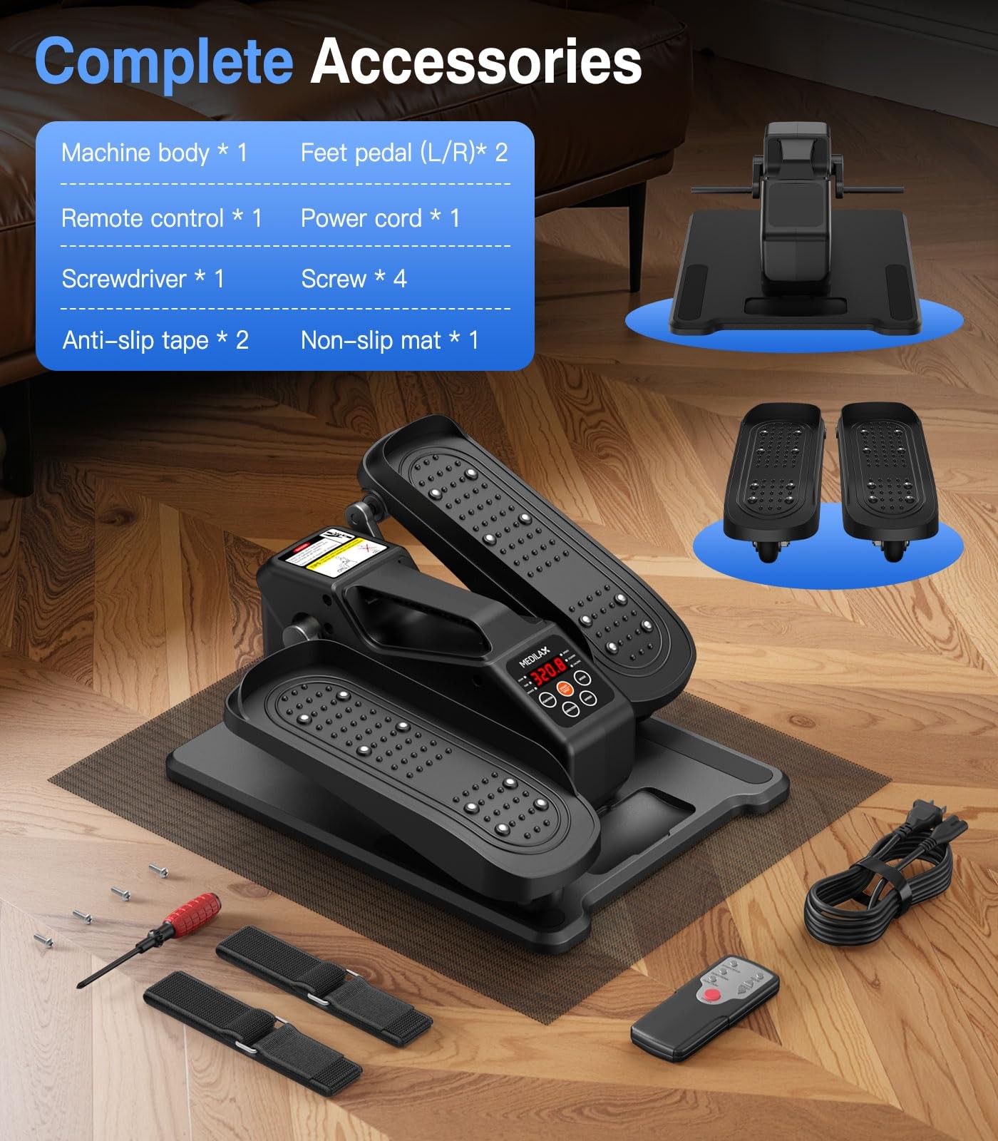 Under Desk Elliptical Machine, Portable Electric Elliptical Exercise Equipmen...