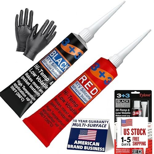 RTV Silicone Gasket Maker - High Temp 590°F Oil Resistant, Black - Black+Red