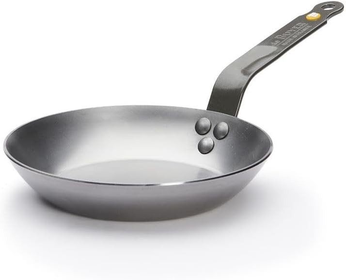 De Buyer Mineral B Round Carbon Steel 8" Fry Pan, Naturally Nonstick, Oven safe