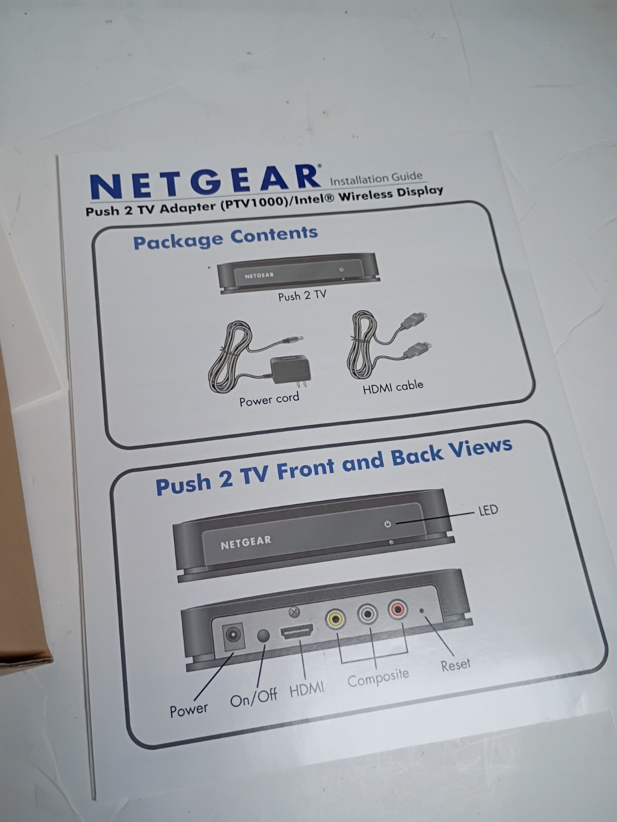 NetGear Push2TV Wireless Display Adapter PTV1000 Black