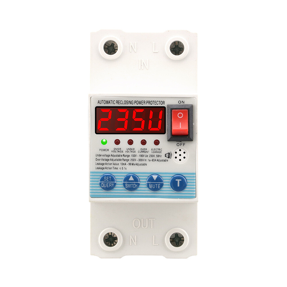 63A Multifunctional Overvoltage Undervoltage Leakage Short Circuit Overcurrent
