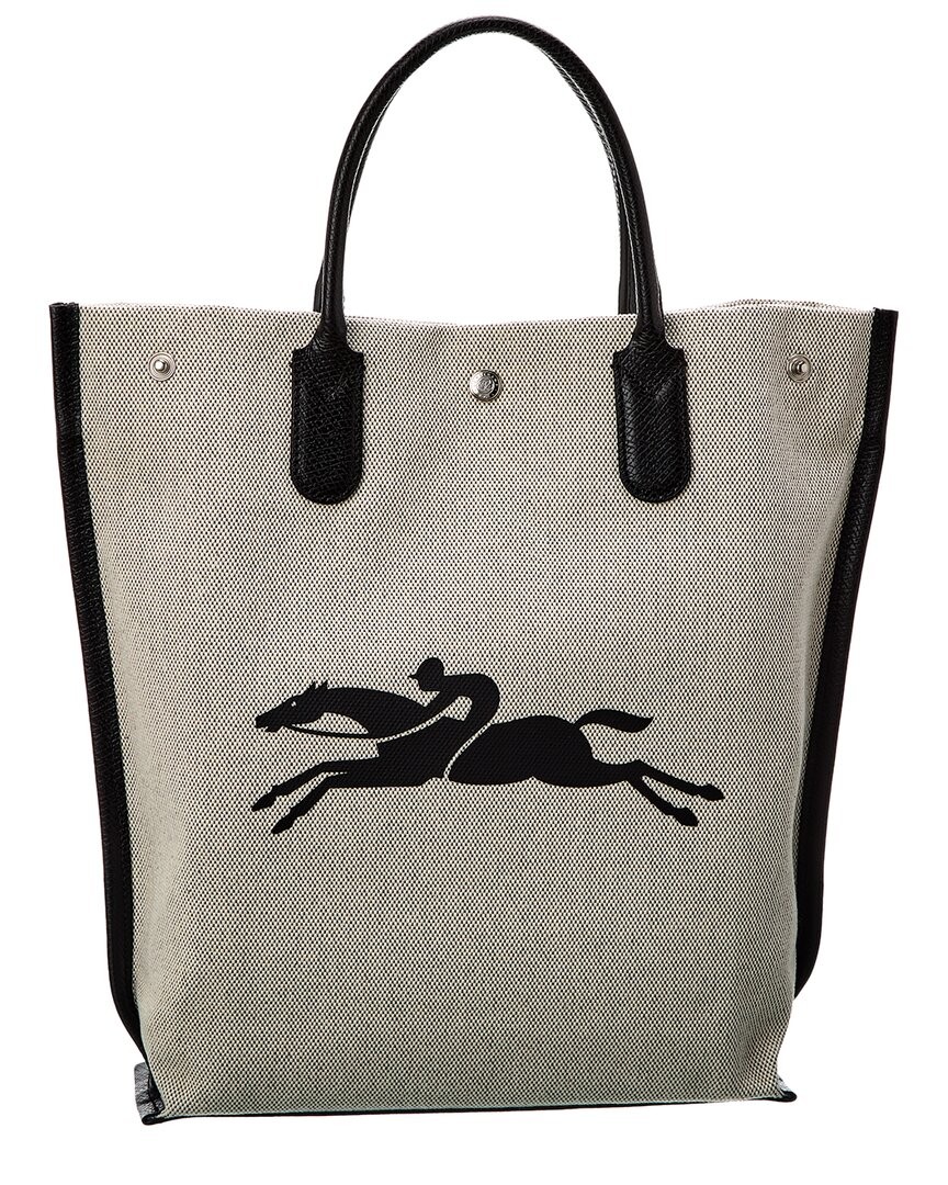Longchamp Essential Toile Canvas & Leather Tote Women's White