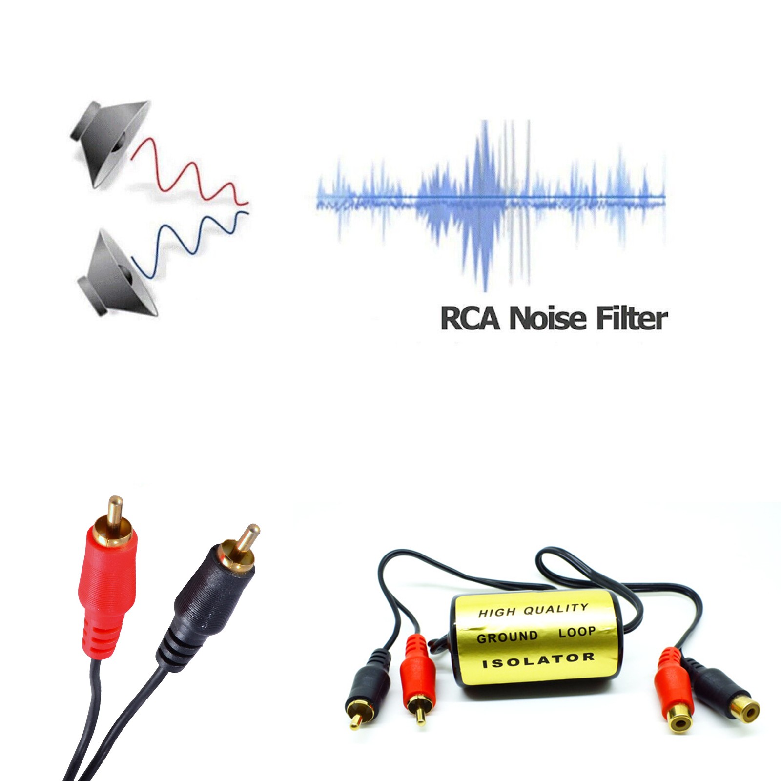1Pack RCA Audio Noise Filter Suppressor Ground Loop Isolator For Car&Home Stereo