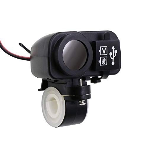 Motorcycle 5V 3.1A Dual USB Charger with Voltage Temperature Display Voltmeter