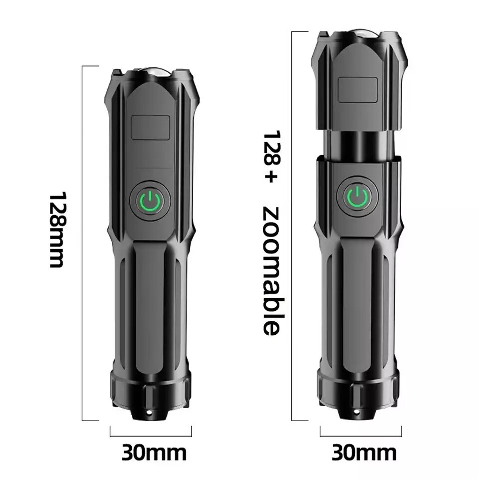 Rechargeable Super Bright LED Tactical Flashlight USB Work Light Torch Zoomable