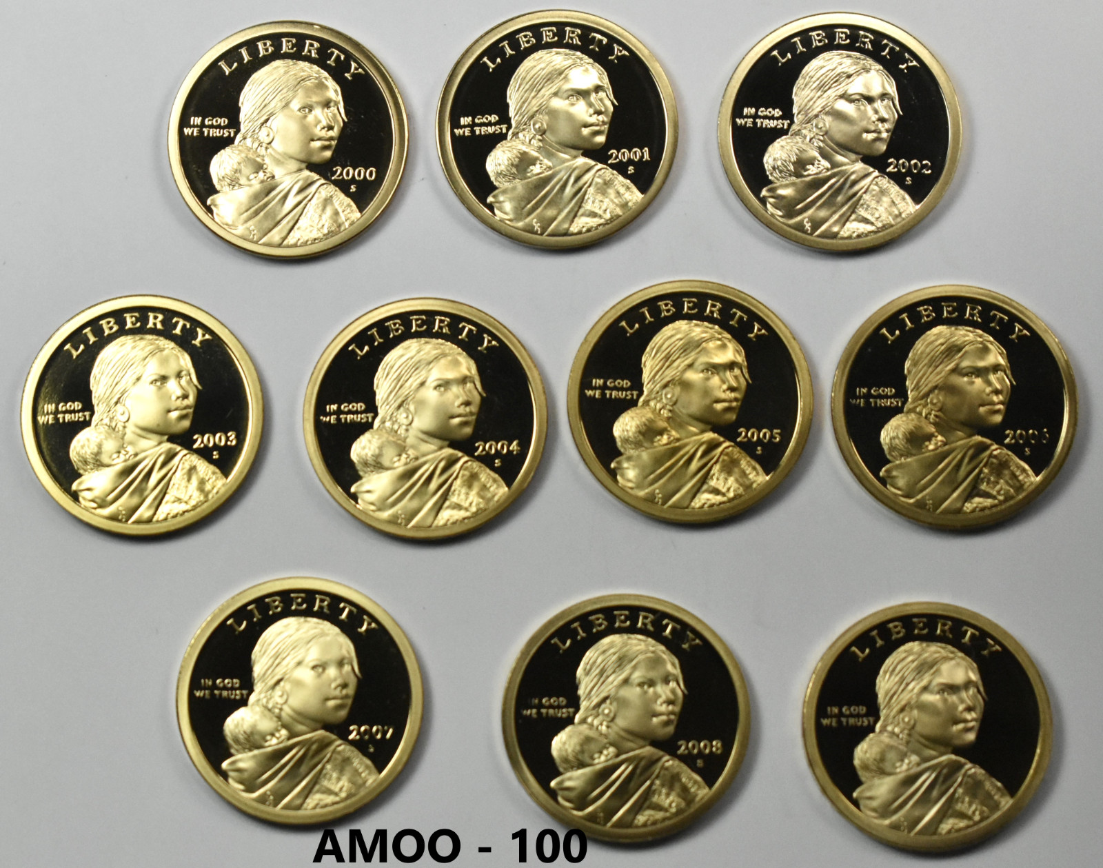 2000 -2009 S Proof Native American Dollar Coins 10 Coin Set