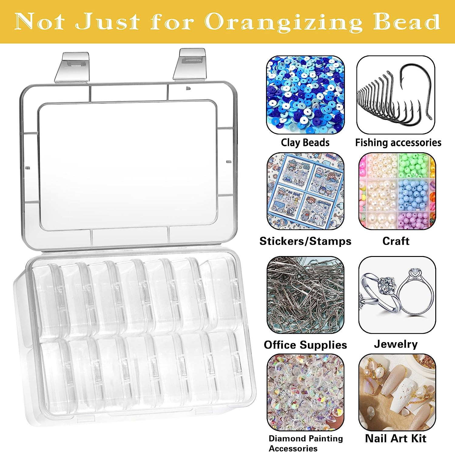 Small Bead Organizers, 15 Pieces Plastic Storage Cases Mini Clear Bead Storage C