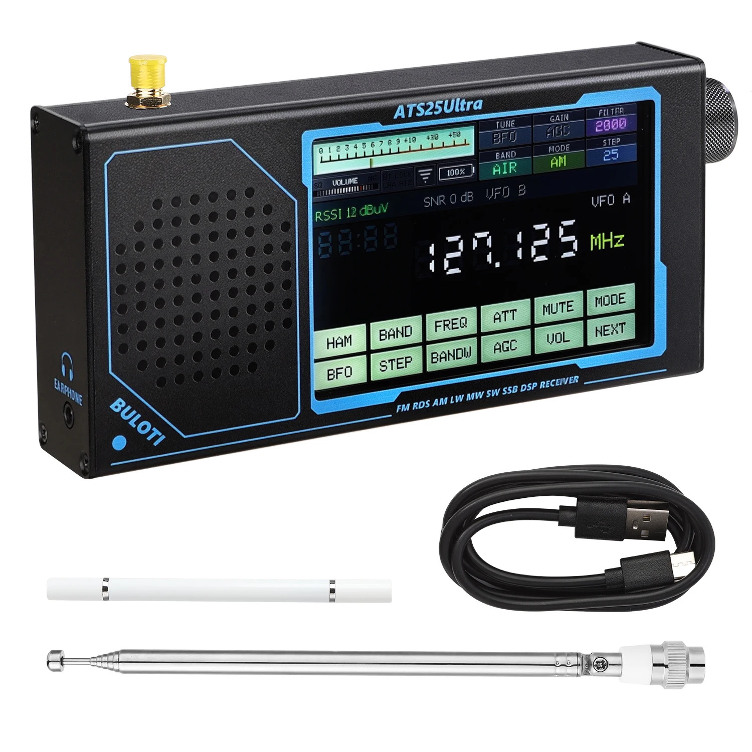ATS25 Ultra FM SW SSB MW LW AIR SDR Receiver Aviation Receiver Bluetooth Wifi