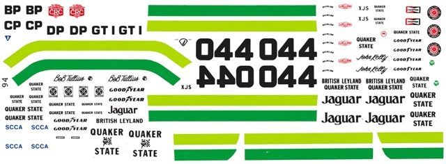 #4 - #04 - #44 Bob Tullius Jaguar Racing 1/24th Scale  Waterslide Decals