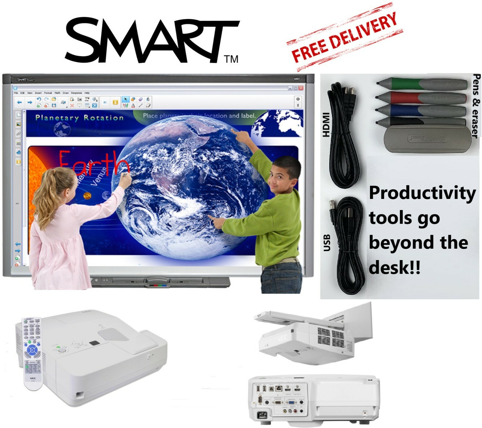 Interactive Smart Board SB680 and NEC Short Throw projector