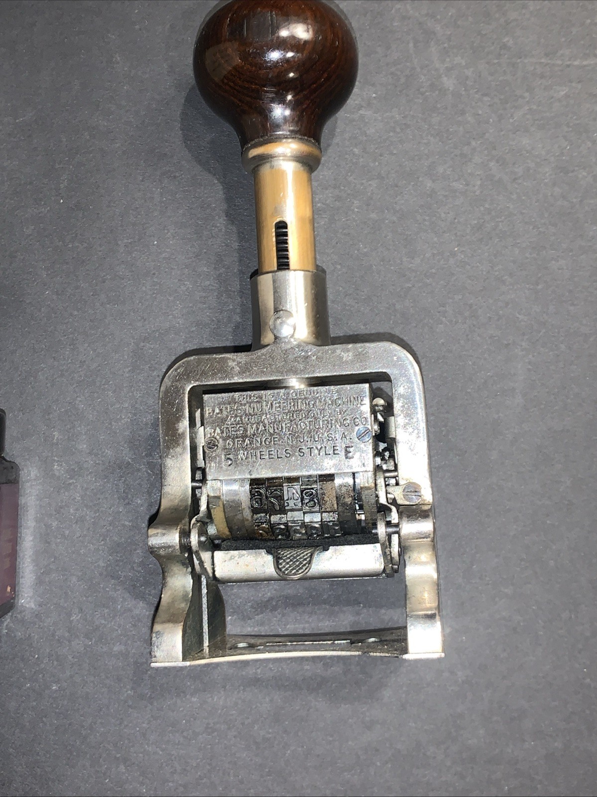 Vtg Bates Numbering Machine Multiple 3 Movement 5 Wheels Style E in Original Box