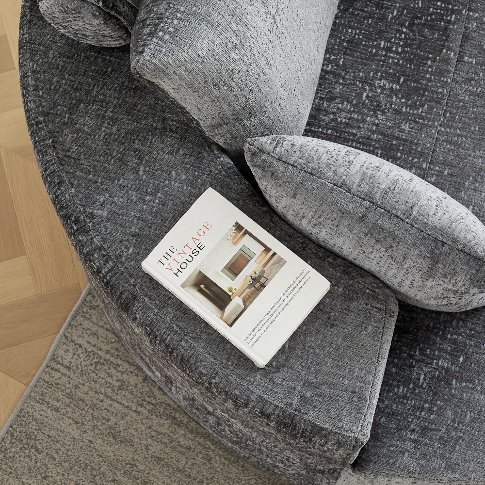 Chenille Foam Swivel Chair, 360° Rotating Modern Sleeper for Living Room, Grey