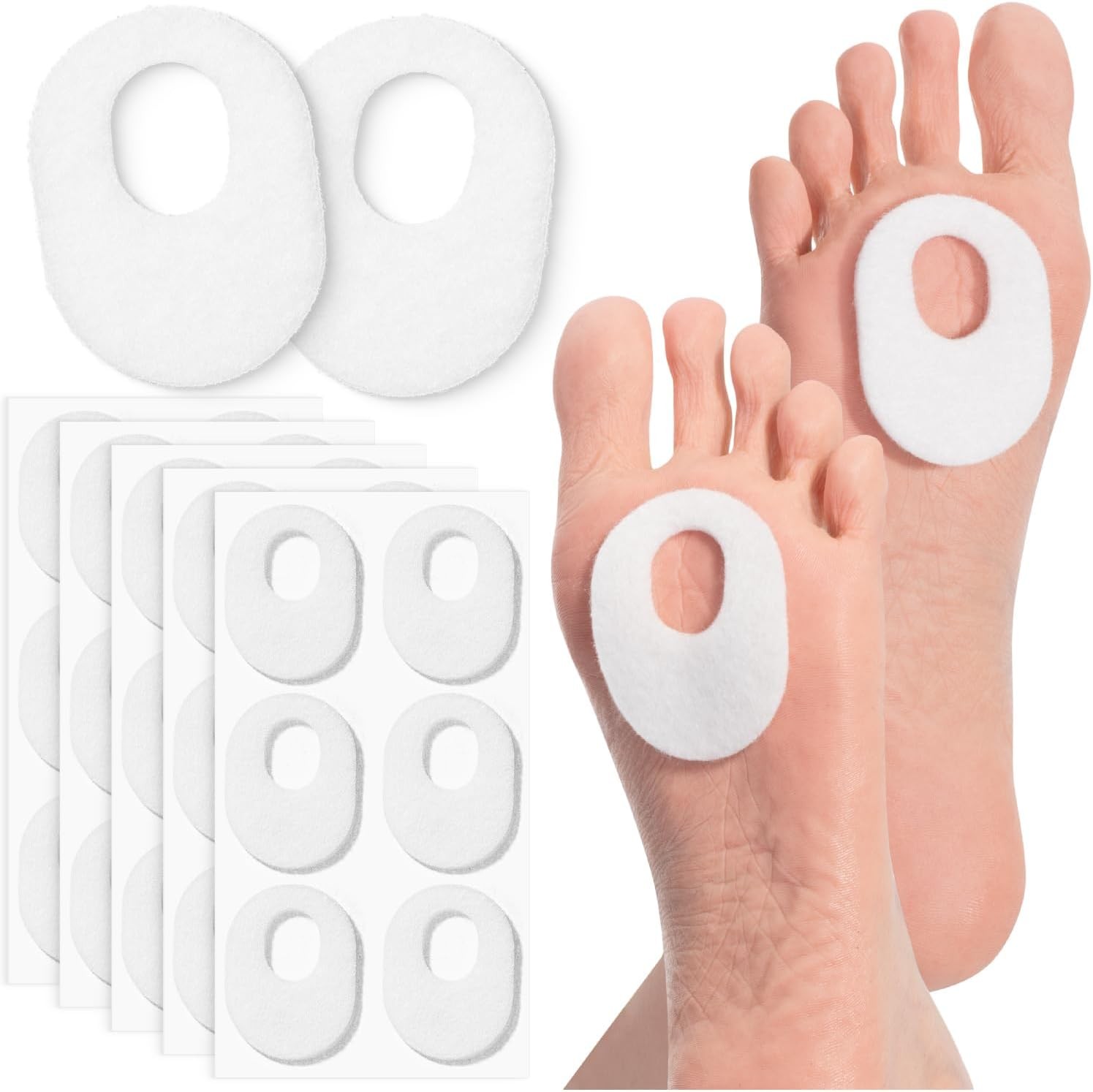 Dr. JK- Felt Callus Pads, 30 pcs, White Oval Cushions 30