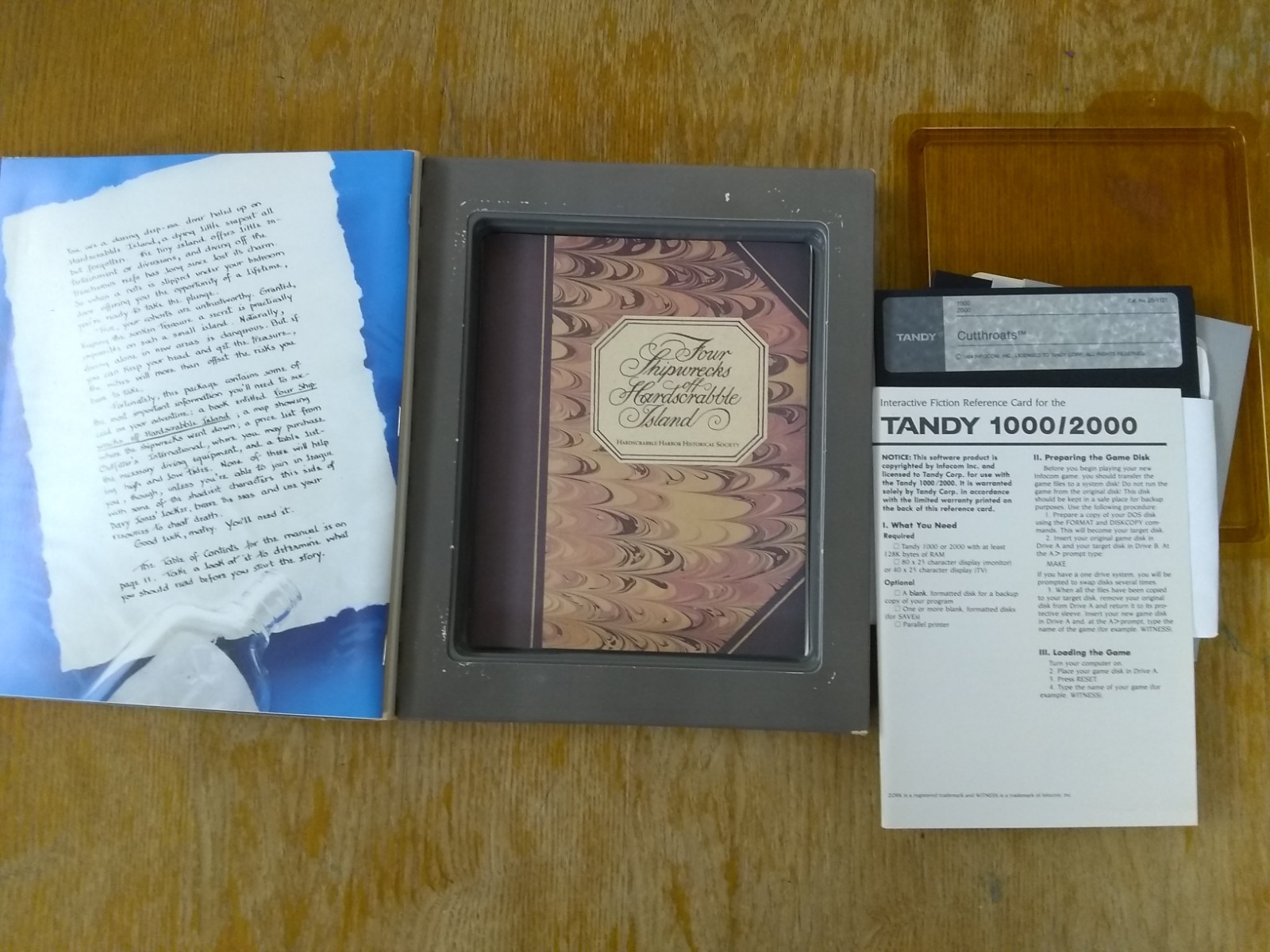Cutthroats Tandy Version, IN BOX, Infocom, Cat# 25-1121