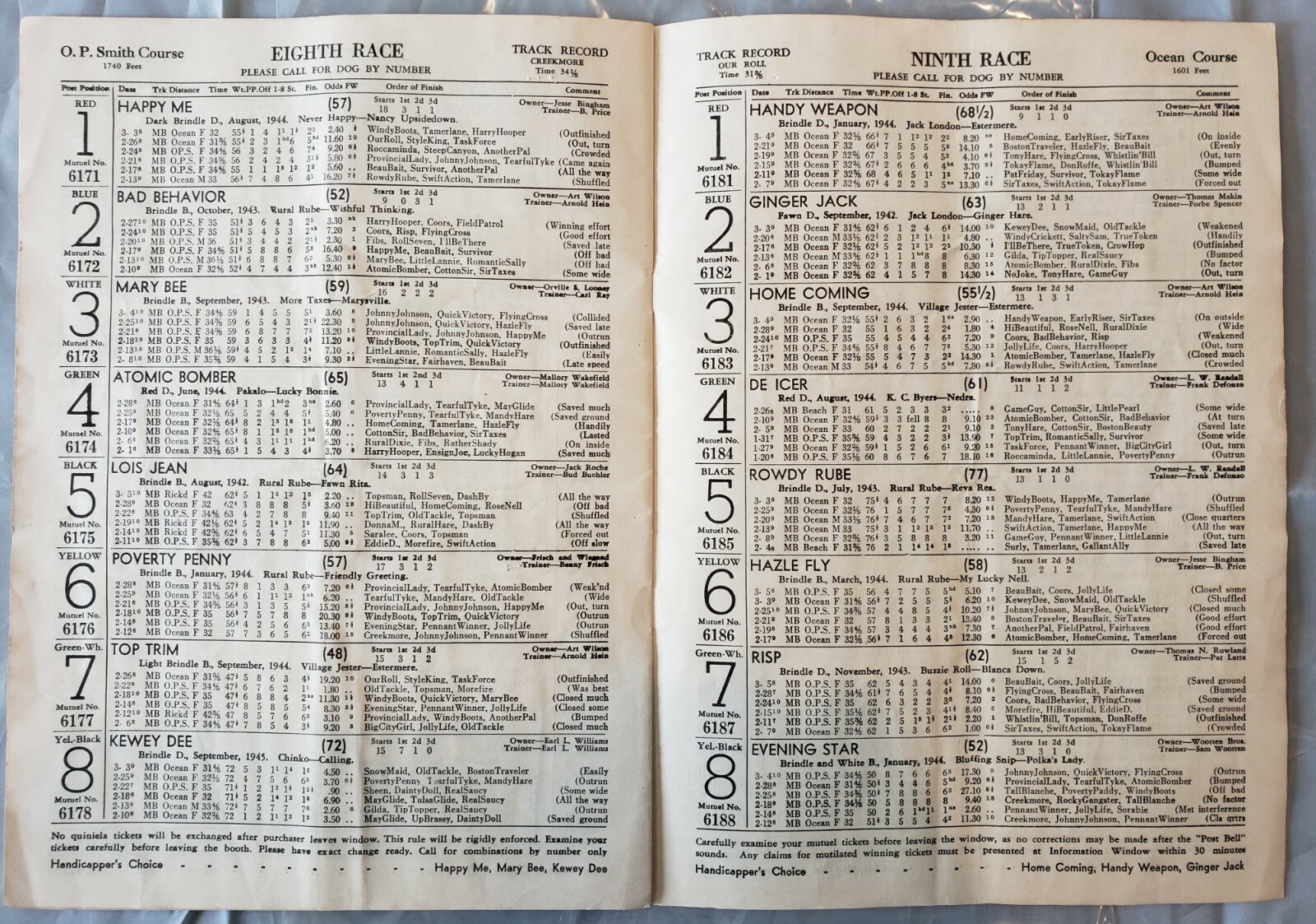 Vintage Miami Beach Dog Racing Program from March 7, 1947