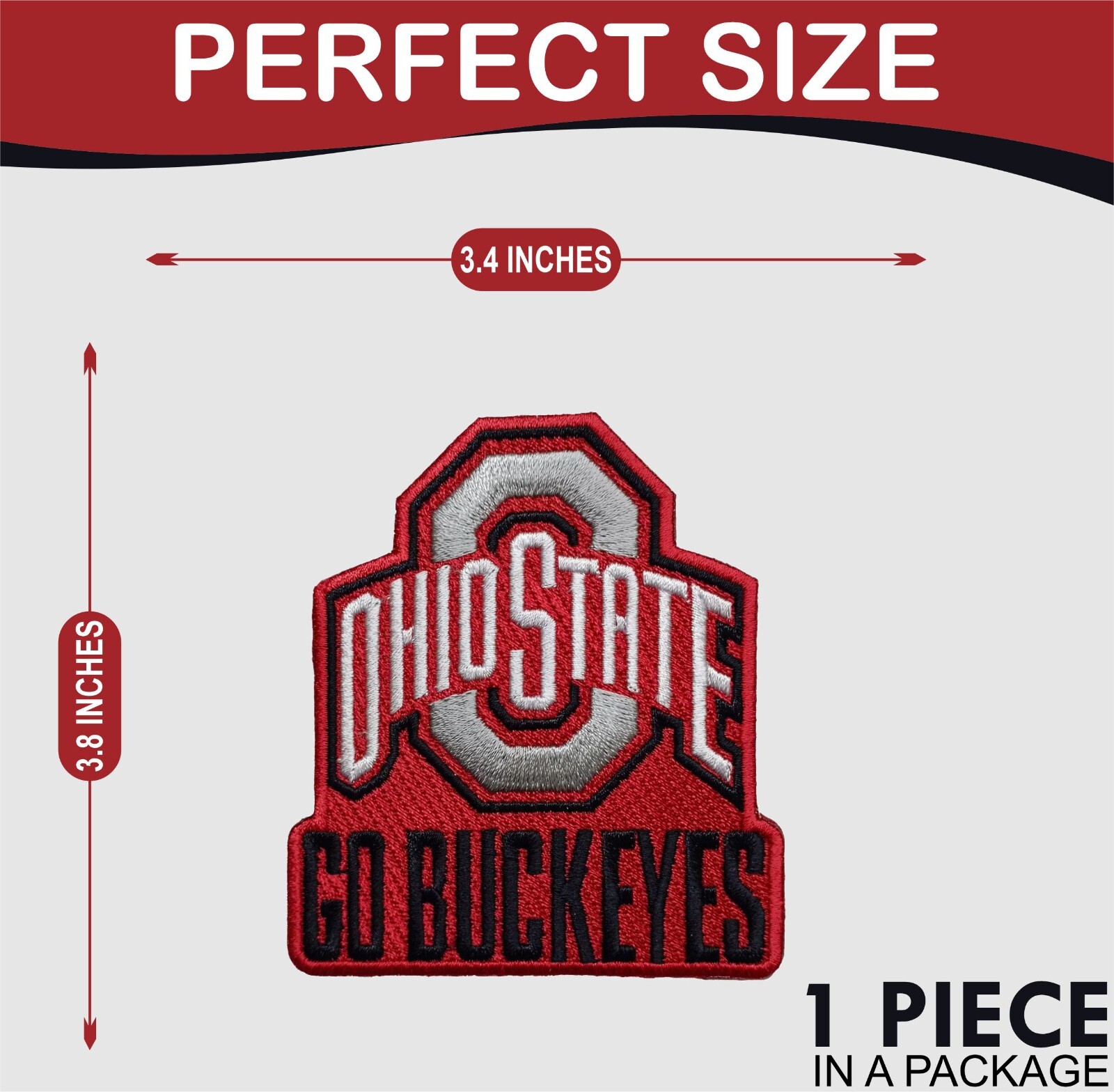 Ohio State Buckeyes Logo Iron On Patch - Sew Patch - Embroidered Patch 3.4"x3.8"