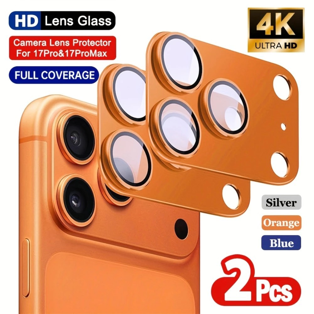 2 Pack For iPhone 17 Pro Max/17 Pro Tempered Glass Metal Camera Lens Protector
