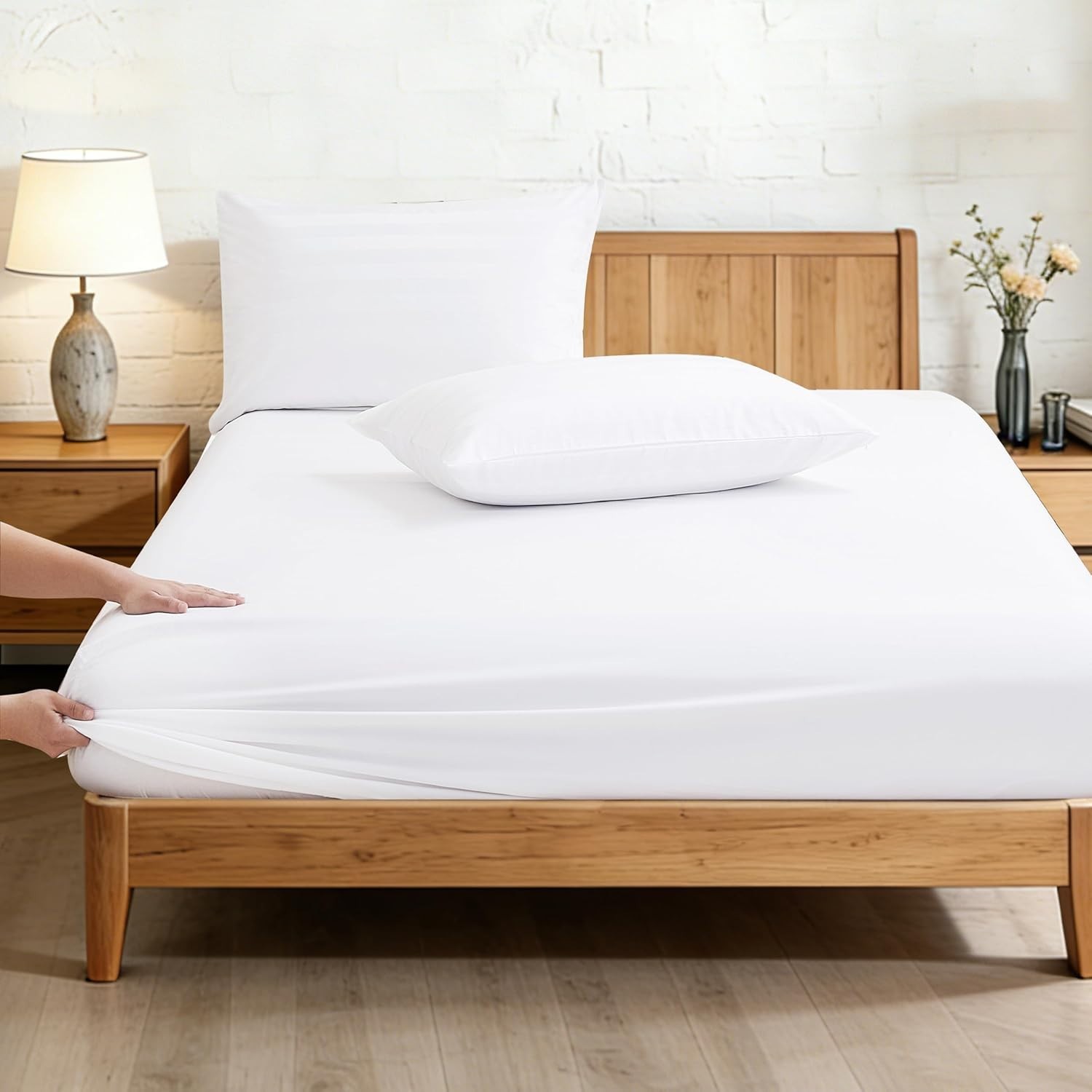 100% Egyptian Cotton King Size Fitted Sheet, 600 Thread Count, 16" Deep Pocke...