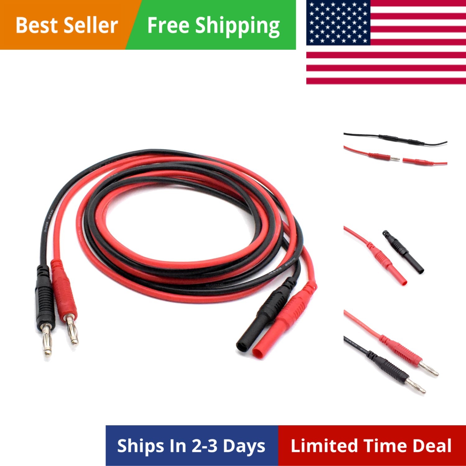 2Pcs Multimeter  Lead Extension Male to Female Connector 4mm Banana Plug to J...