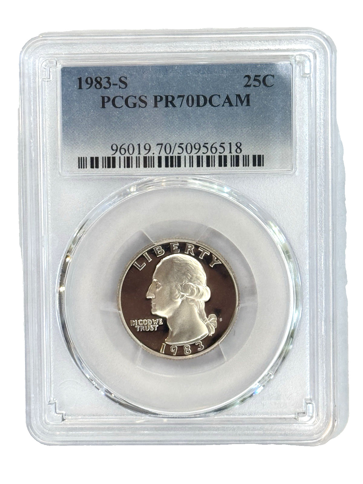 1983-S  25C WASHINGTON QUARTER  GRADED BY PCGS AT PR70DCAM