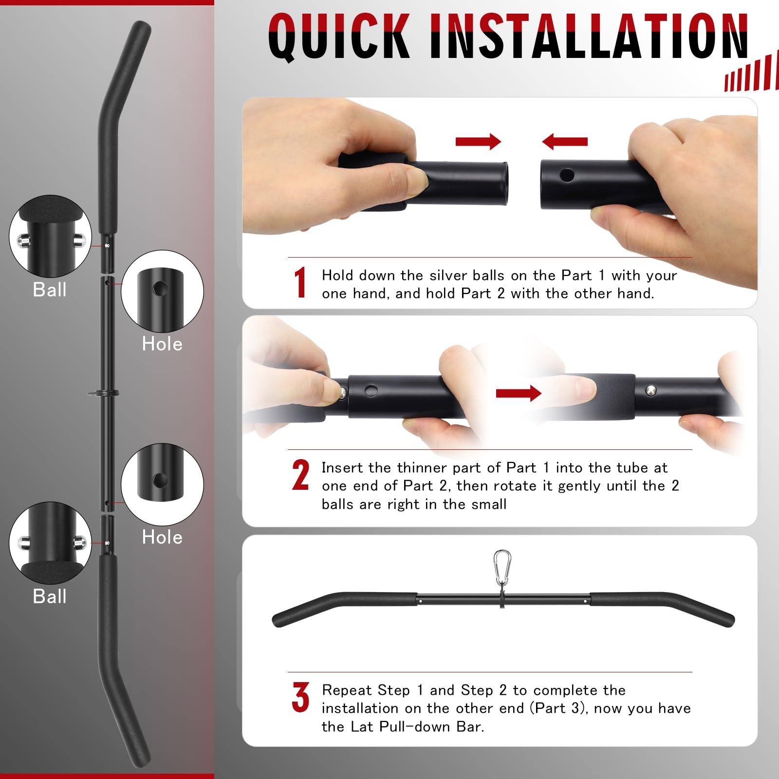 39.7'' LAT Pulldown Bar with Full Rotation, Lat Pulldown Attachments for Pull...