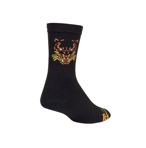 Socks - SockGuy - Regal 6" Crew L/XL Cycling/Running NEW Black Panther Tiger MEN