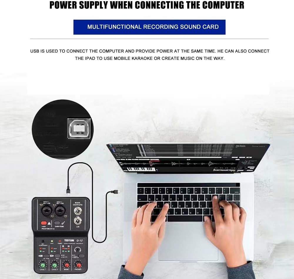 USB Audio Interface for PC,Interface for Recording Music Computer Recording A...