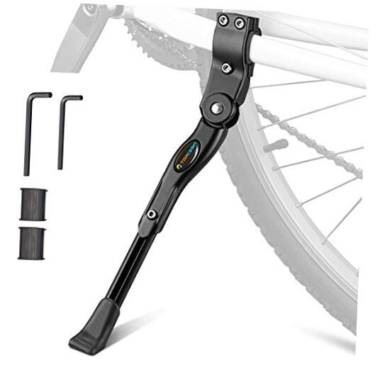 Bike Kickstand Adjustable Aluminium Alloy Black for 22-24-26-27-28 inch bike