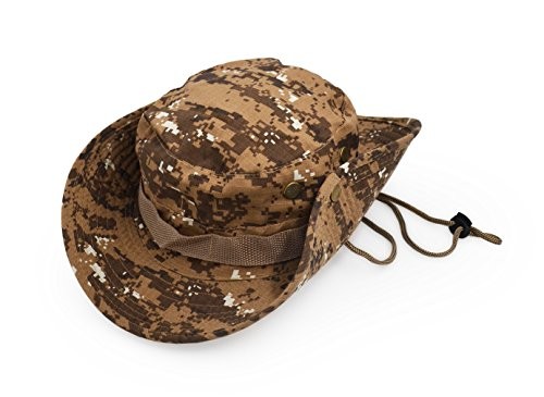 Outdoor Wide Brim Sun Protect Hat, Classic US Combat Army Medium Yellow Digital
