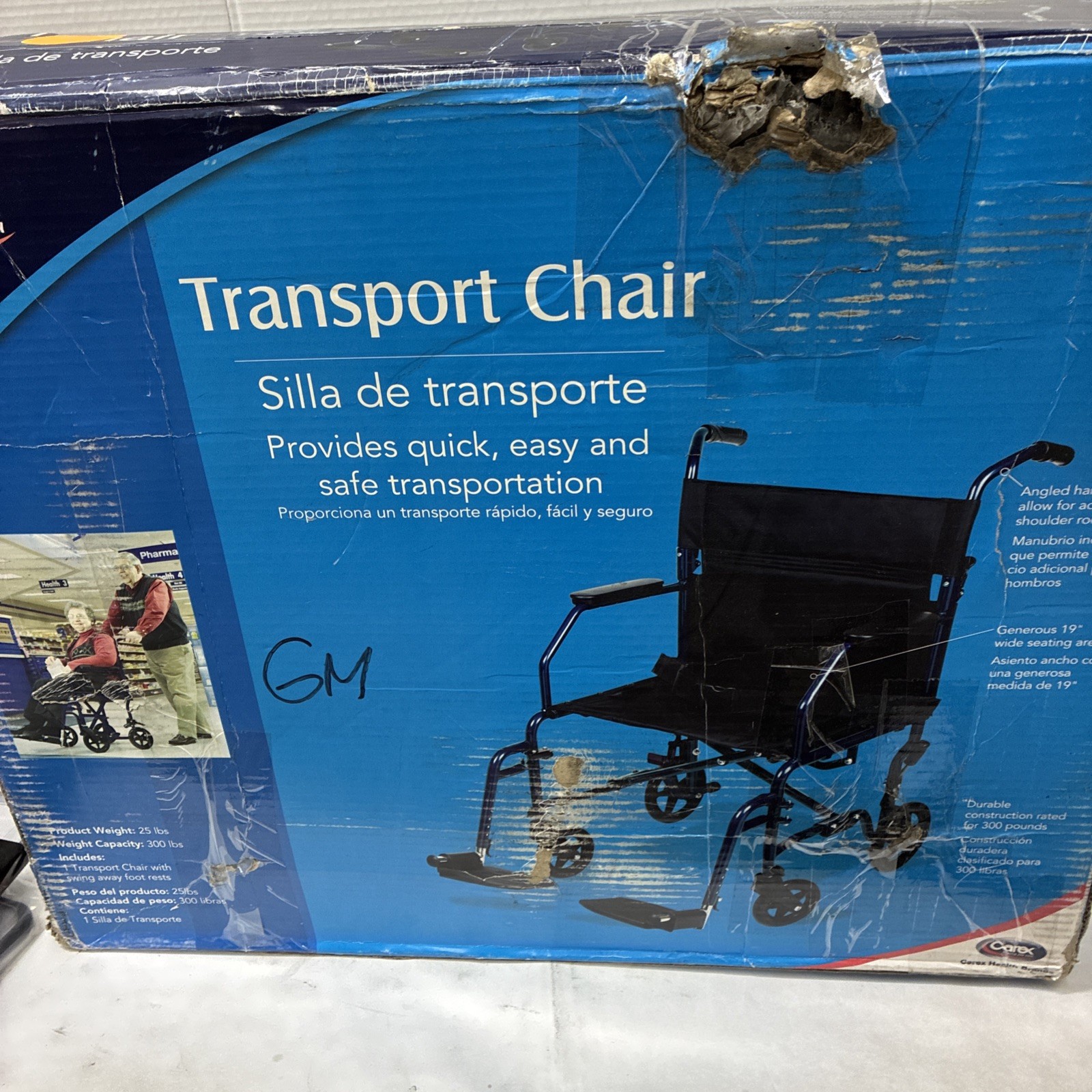 Carex Transport Wheelchair With 19" Seat - Folding Transport Chair - NEW!