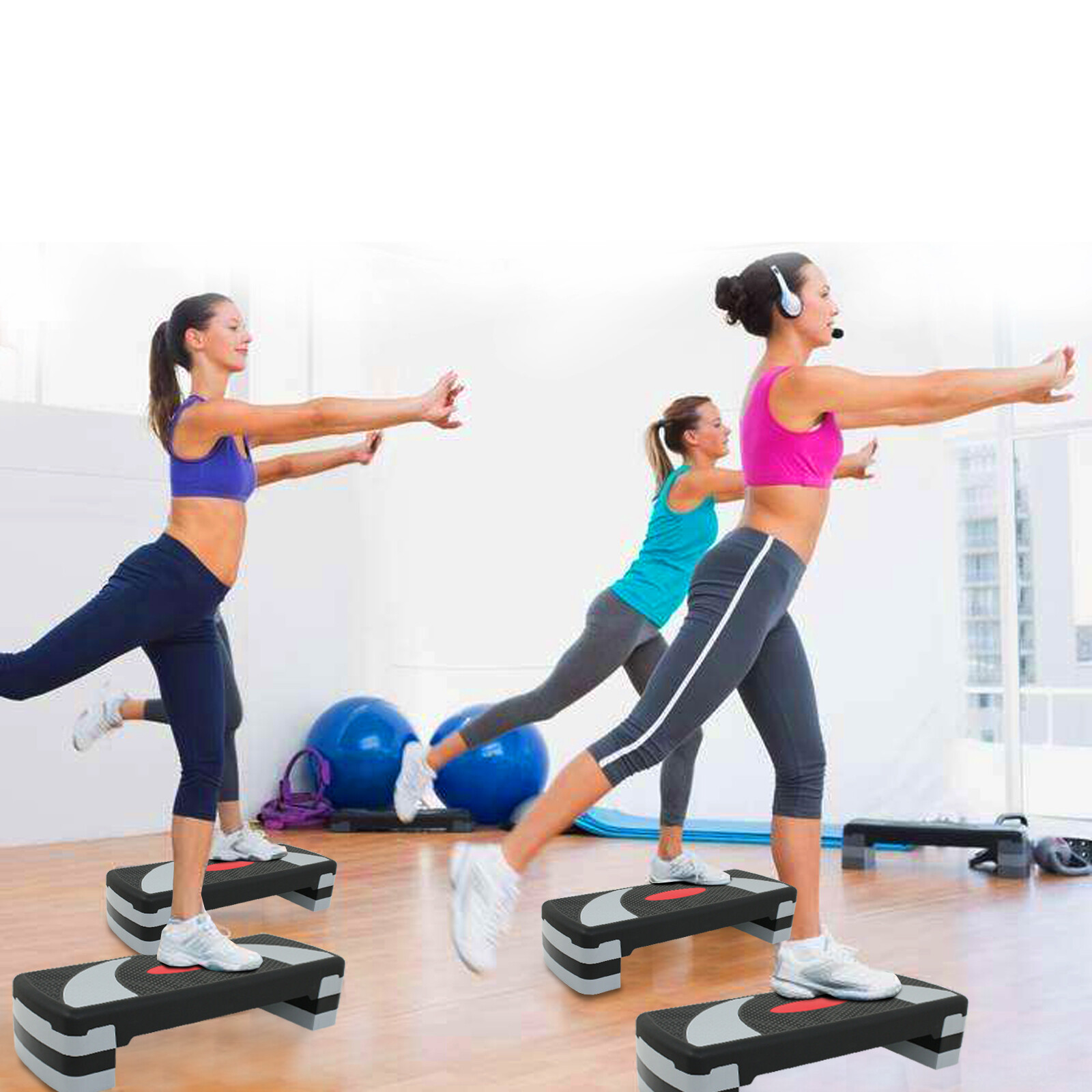 31" Exercise Step Platform Adjustable Aerobic Step Platform Workout Stepper Home