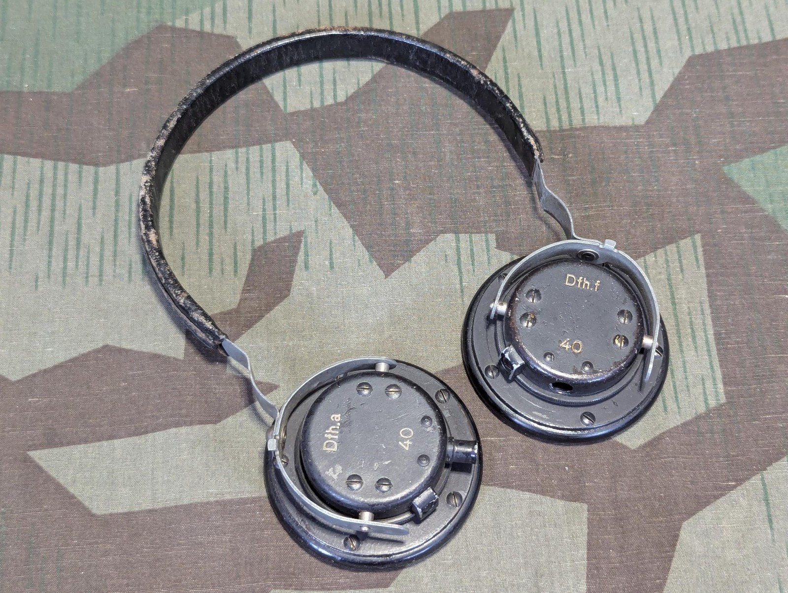 Dfh.a. 1940 WWII German Field Radio Headset AS-IS PARTS Headphones Signal Army