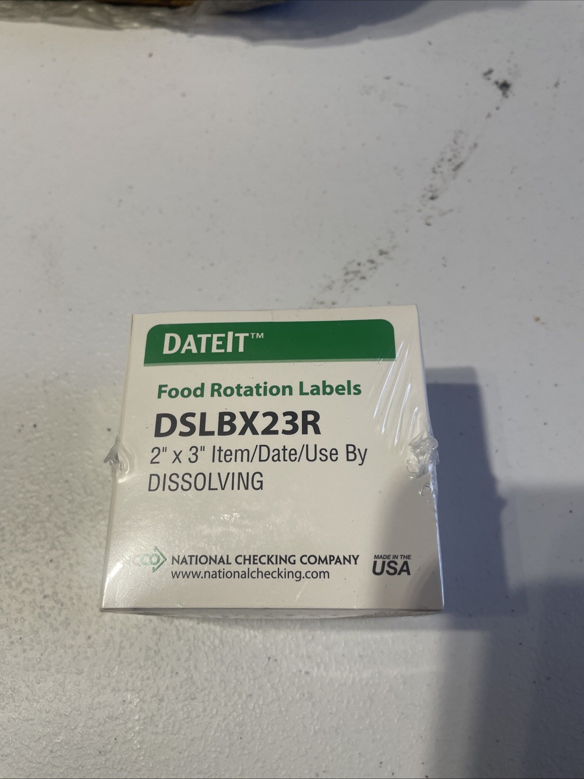 DATEIT Food Rotation Labels DSLBX23R (2"× 3" Item/Date/Use By) Dissolving.