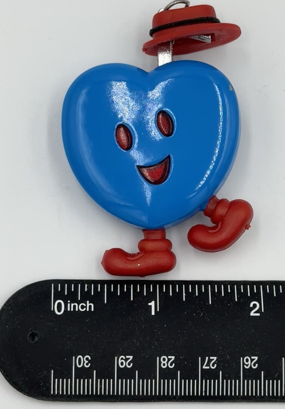 Vintage Blue Walking Heart Novelty Lighter - Red Hat & Boots - Untested